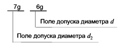 обозначение наружной резьбы с разным средним диаметром и диаметром выступов