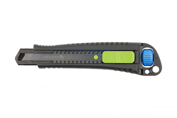 Нож с отламывающимся лезвием 18 мм, цинк, SK4 черный стальное лезвие HOEGERT
