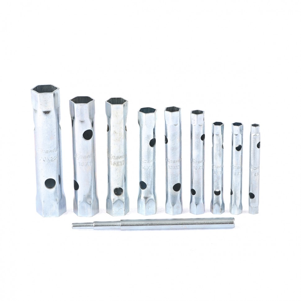 Набор ключей-трубок торцевых, 6 х 22 мм, вороток, оцинкованные, 10 шт Sparta