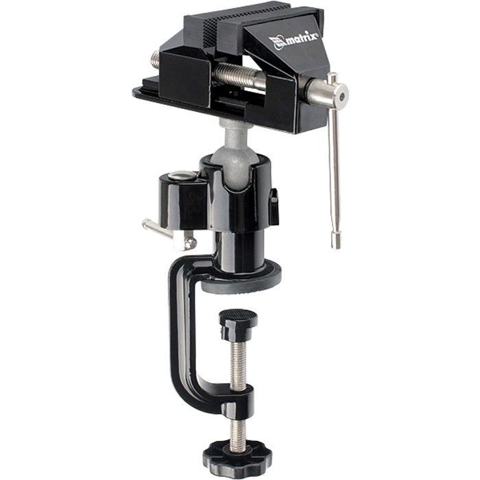 Фото Тиски настольные, многофункц., сменная насадка, хомут, шарнирный механизм, 70 мм Matrix