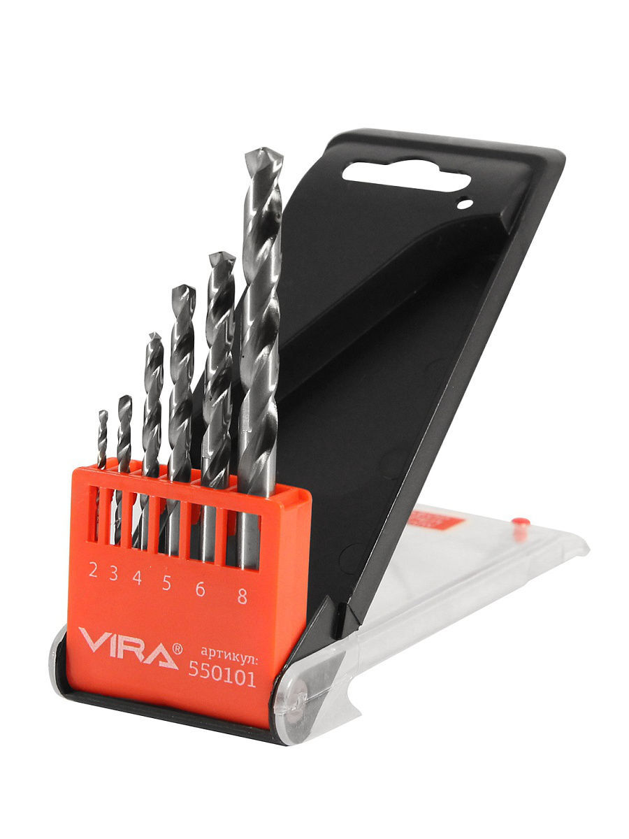 Набор сверл по мет. 2-8 мм, 6 шт, VIRA