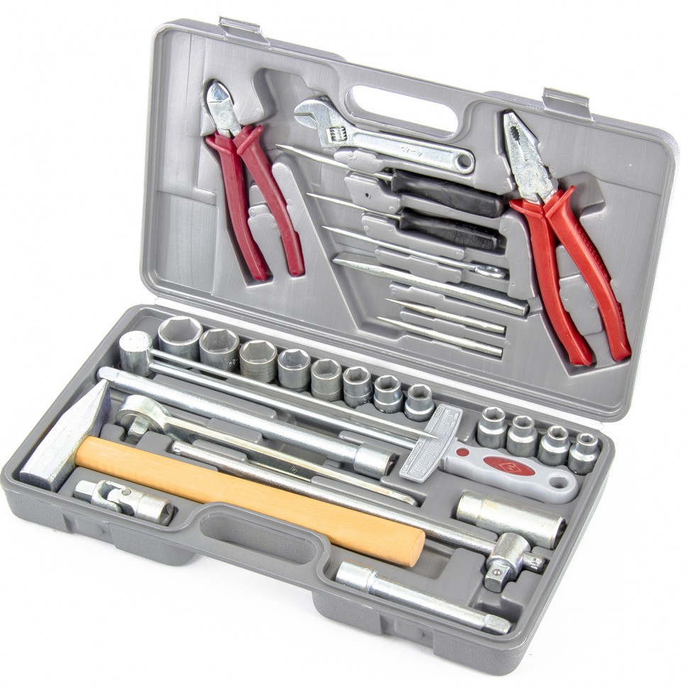 Набор слесарно-шоферского инструмента "Универсал-2", пласт. бокс (29 пред.) (НИЗ) Россия