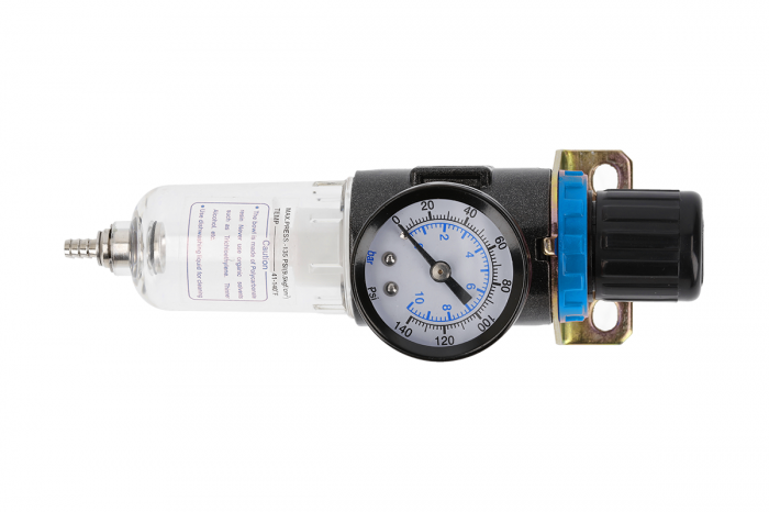 Фильтр- регулятор с манометром пневматический 1/4", 15см, 9 бар/135 PSI HOEGERT