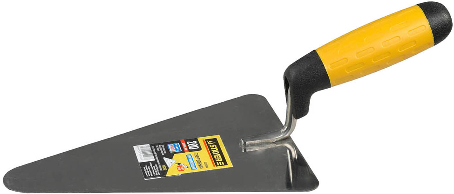 Фото Кельма треугольник STAYER 145 мм, нержавеющее полотно, 2-х компонентная рукоятка, 08292