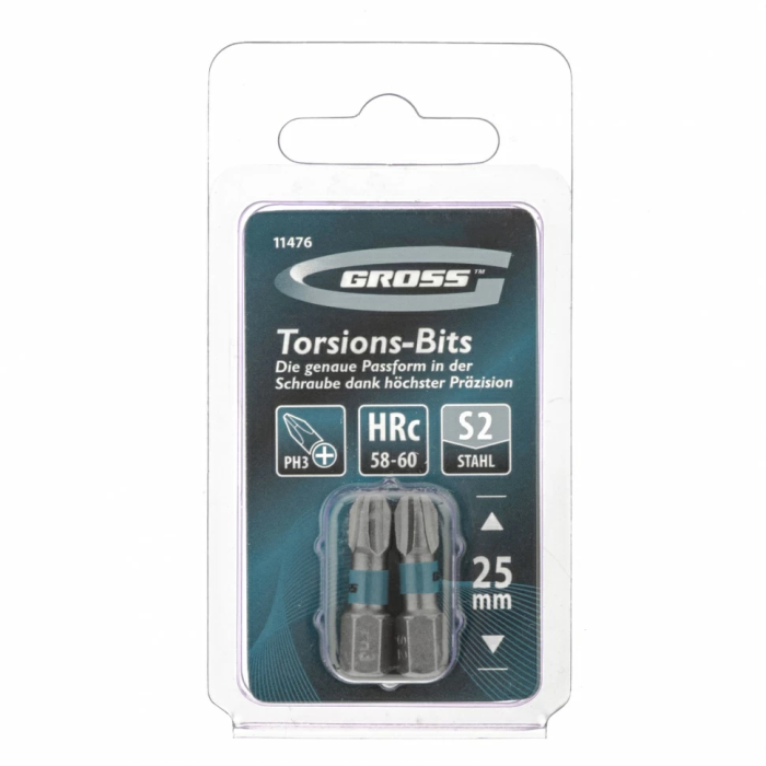 Фото Набор бит торсионных PH2 x 25 мм, для ударных шуруповертов, 10 шт. Gross