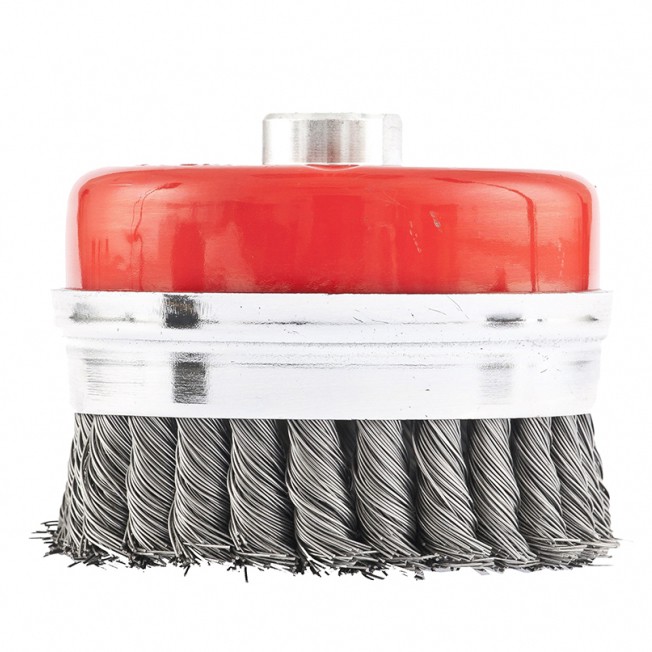 Фото Щетка для УШМ Heavy Duty, 100 мм, М14, "чашка", крученая проволока 0,5 мм Matrix