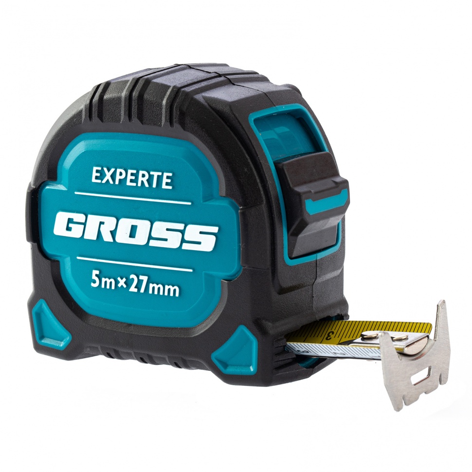Рулетка Experte, 5 м x 27 мм, двухкомп. корп., магнит, двухстор. разметка, нейлон Gross