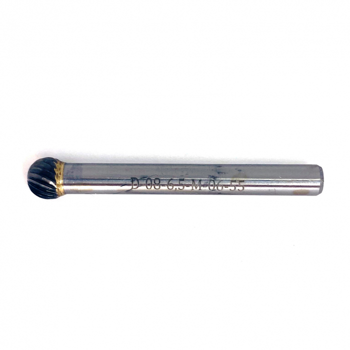 Фото Борфреза сферическая тип D 8х6,5х6х55 спиральная насечка арт. D08 06.5М06 Sekira