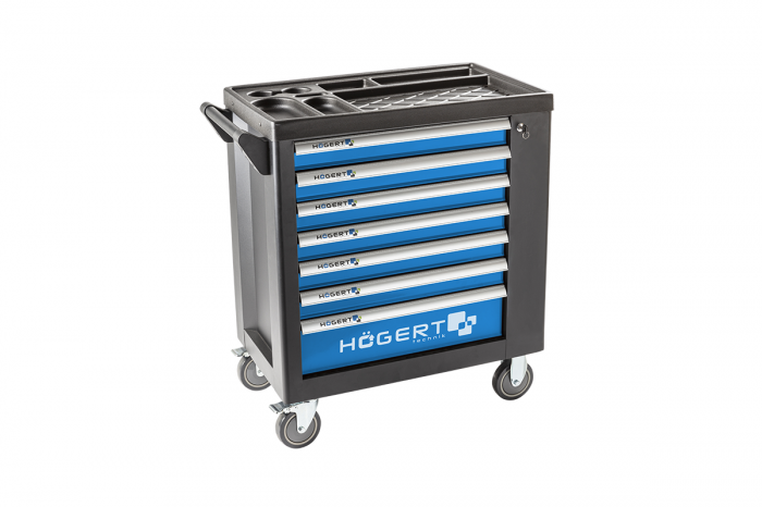 Фото Тележка инструментальная 7 ящиков, боковое отделение. HOEGERT