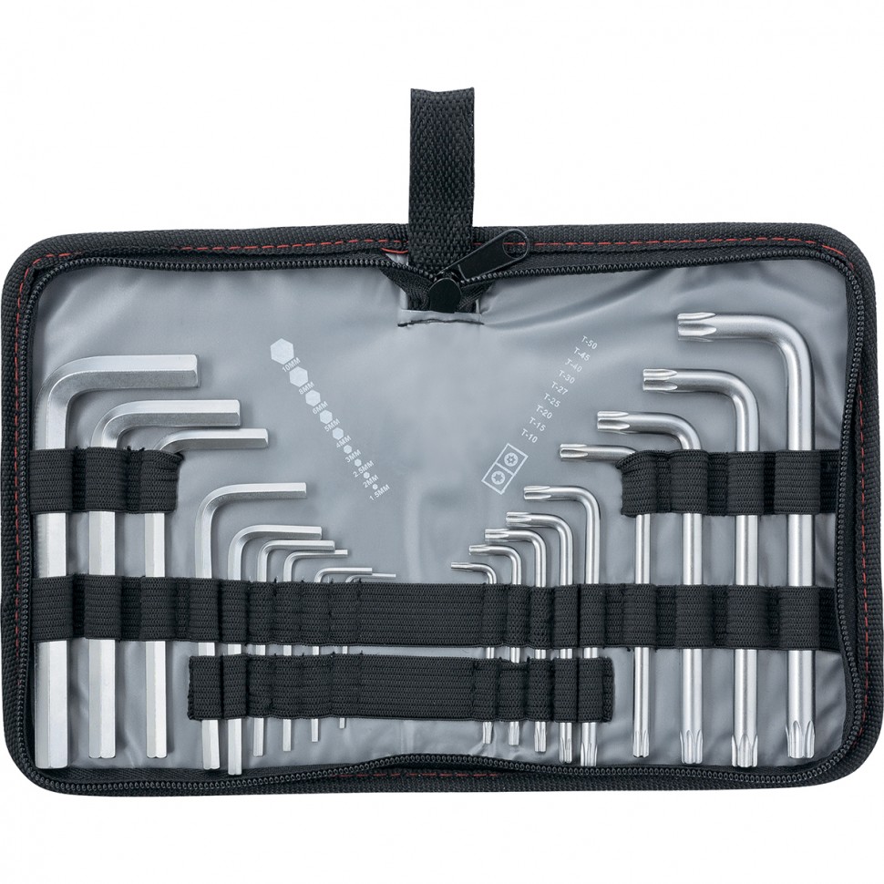 Набор ключей имбусовых HEX-TORX, 18 шт: HEX 1,5-10 мм, T10-T50, CrV, коротких Matrix