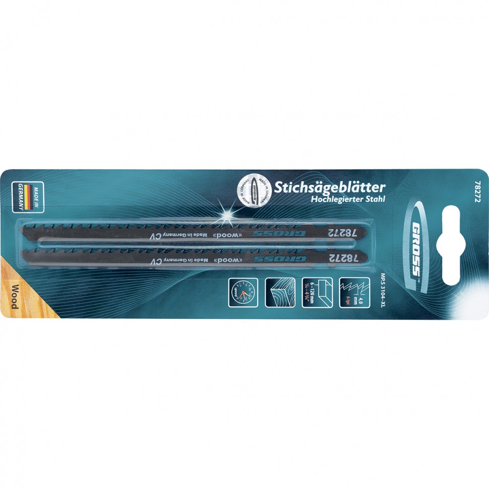 Фото Полотна для электролобзика по дереву, 2 шт, ( 3104-XL ) Gross