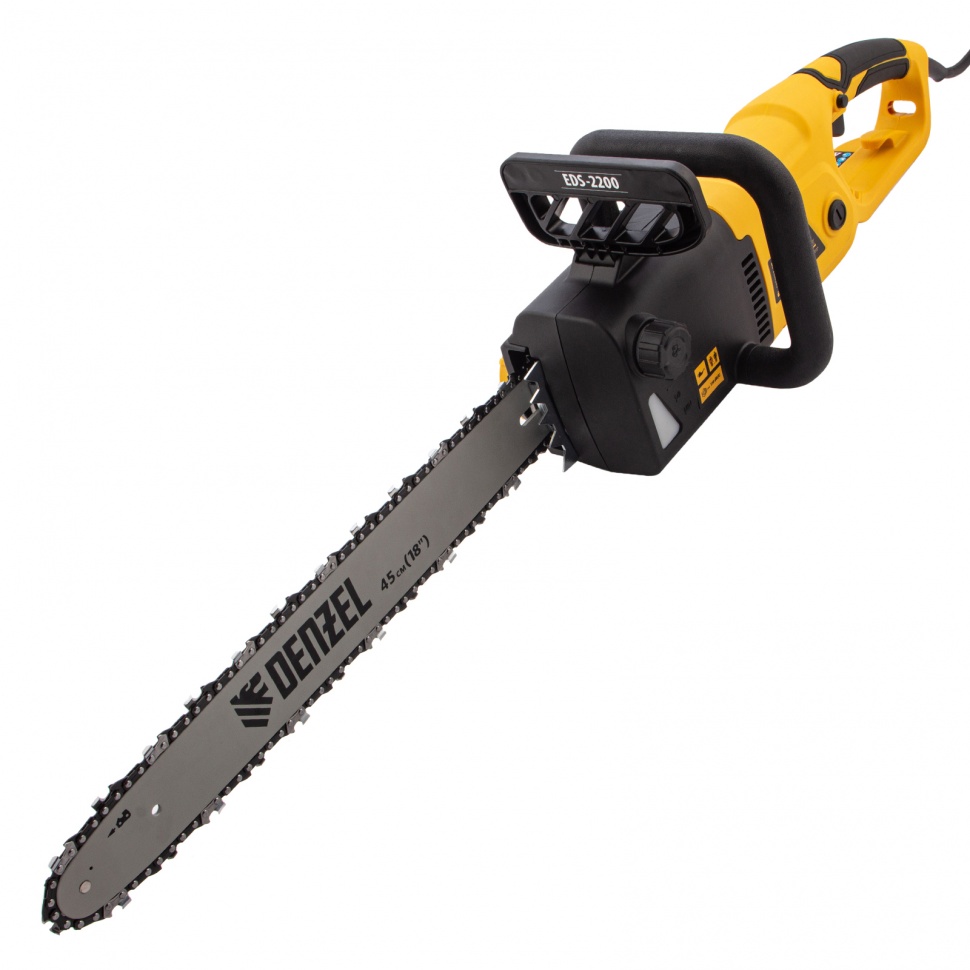 Фото Пила цепная электрическая EDS-2200, 2.2 кВт,продольная, шина 45 см, шаг 3/8, паз 1.3 мм, 62 звена Denzel