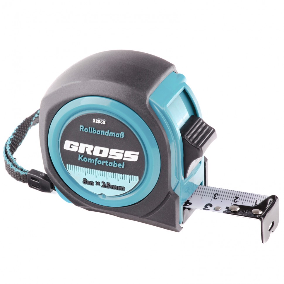 Рулетка Komfortabel 8 м х 25 мм, обрез. корпус Gross