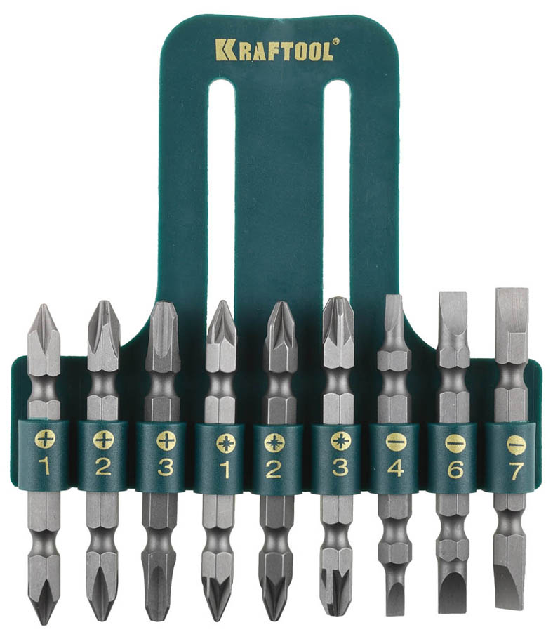 Набор бит KRAFTOOL 26060-H10 9 шт., Cr-V