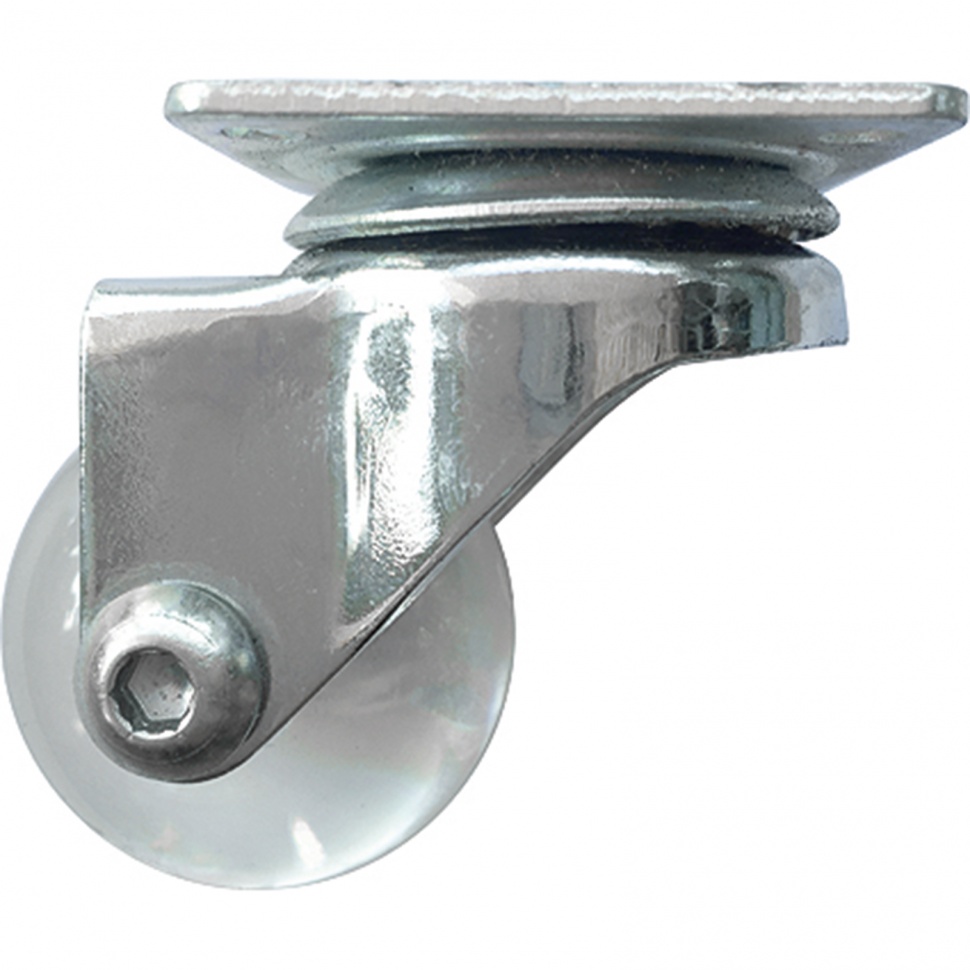 Фото Колесо ПУ прозрачное поворотное d-35 мм, крепление платформенное Сибртех