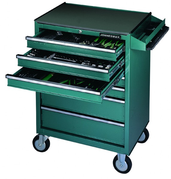 Тележка инструментальная 7-ми полочная с инструментом в ложементах, 146 предметов, Jonnesway