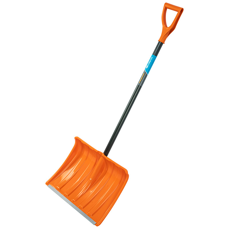 Фото Лопата для уборки снега пластиковая, 490х370х1350 мм, стальной черенок, усиленная Сибртех