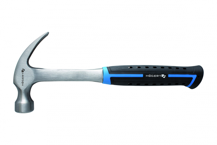 Молоток столяра монолитный, 450 г., с ручкой из стекловолокна HOEGERT