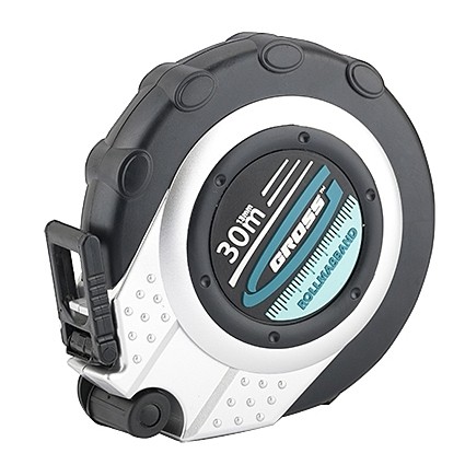 Рулетка геодезическая 30 м х 13 мм, закрытый корпус, мет. лента, нейлон Gross