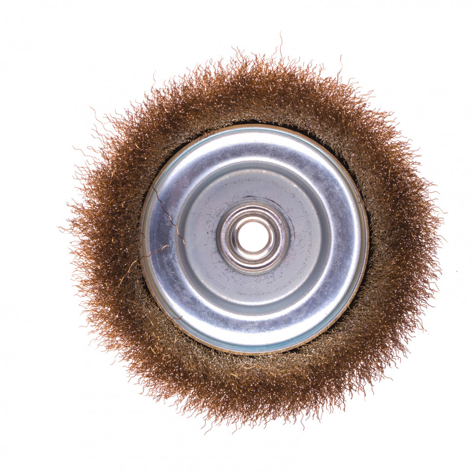 Фото Щетка для УШМ, 150 мм, М14, "чашка", латунированная витая проволока Matrix