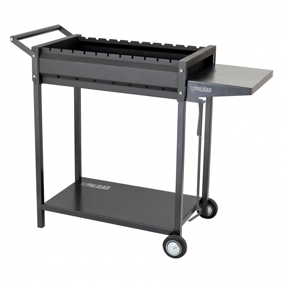 Фото Мангал сварной на колесах, 662 х 390 х 152/805 мм, сталь 2 мм, кочерга в комплекте, Camping Palisad