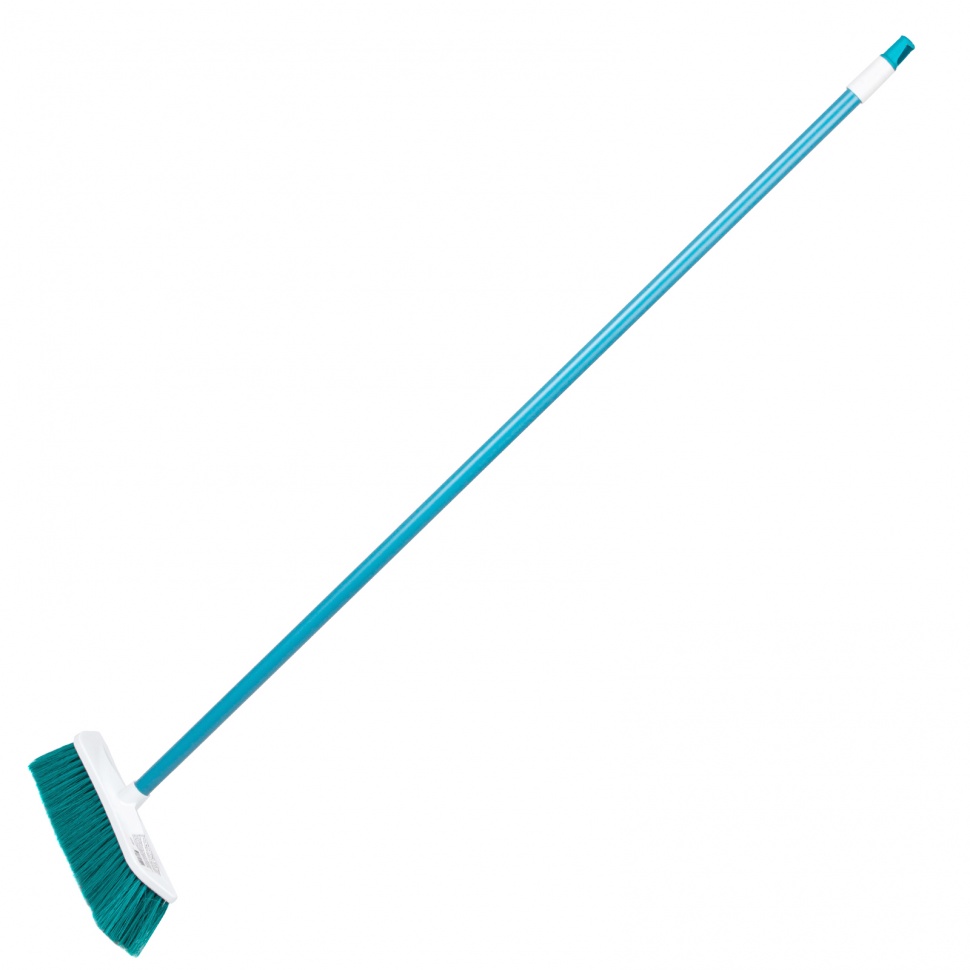 Фото Щетка пластмассовая для подметания пола, 27 см, c черенком, 120 см, бирюзовая щетина, Home Palisad