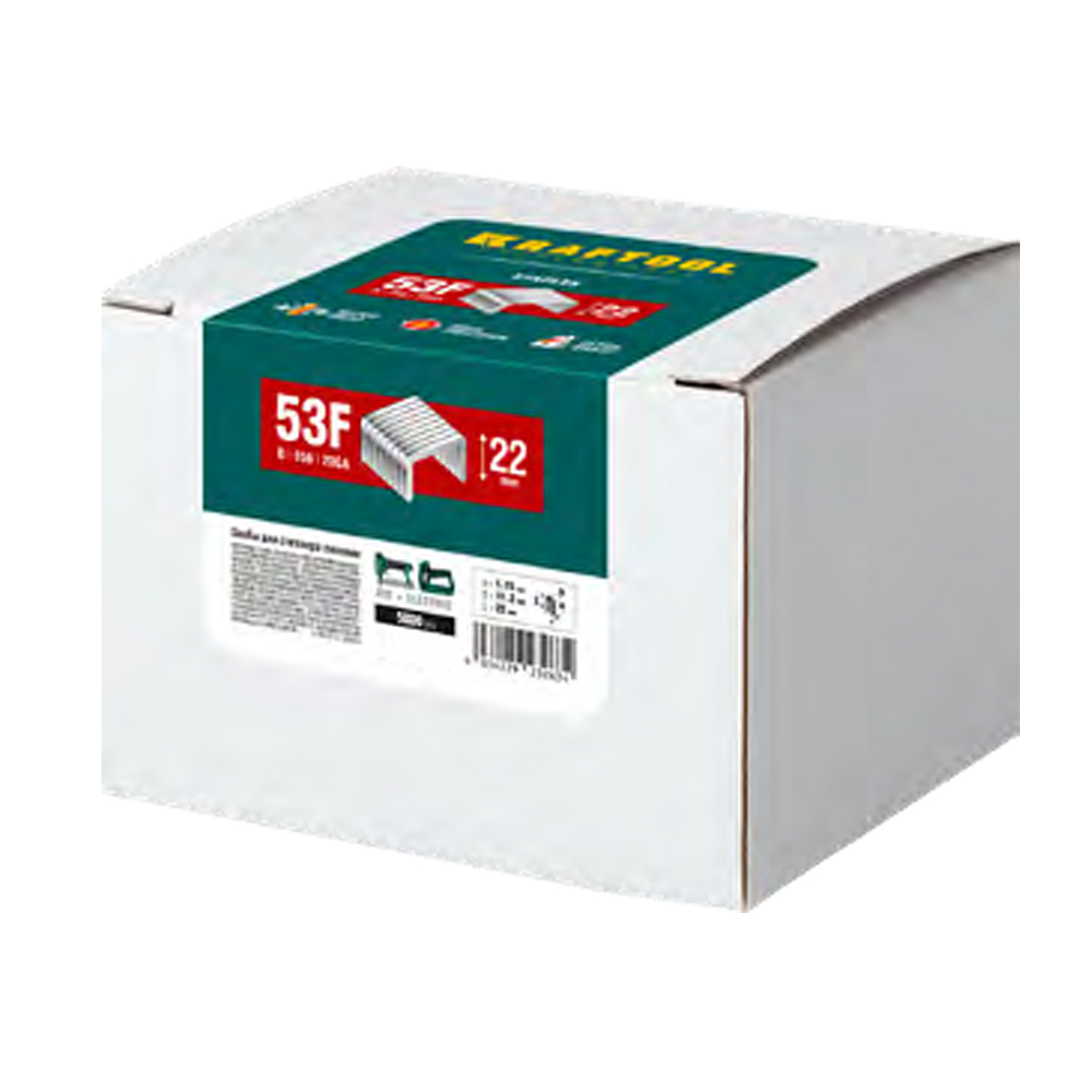 Скобы для степлера плоские KRAFTOOL,31787-10 скобы тип 53F, 10 мм
