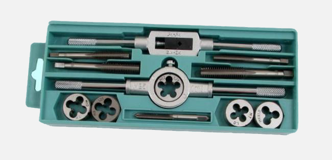 Набор метчиков и плашек UNC1/4"-UNC1/2" (12 шт) в пластиковой коробке