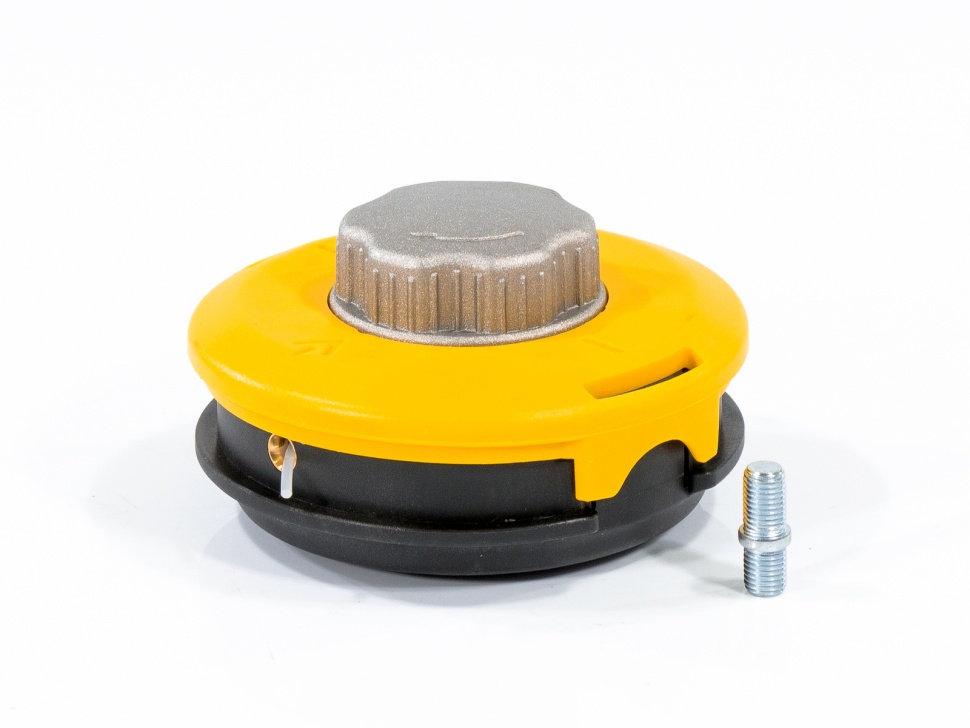 Катушка триммерная полуавт., гайка M10x1,25, винт M10-M10, алюм. кнопка Denzel