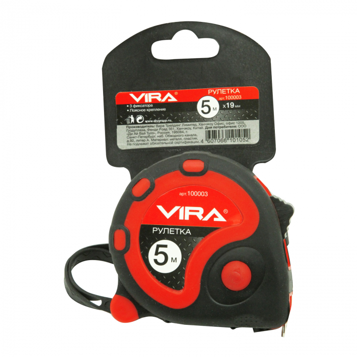 Фото Рулетка измерительная 5м х 19мм с фиксатором VIRA