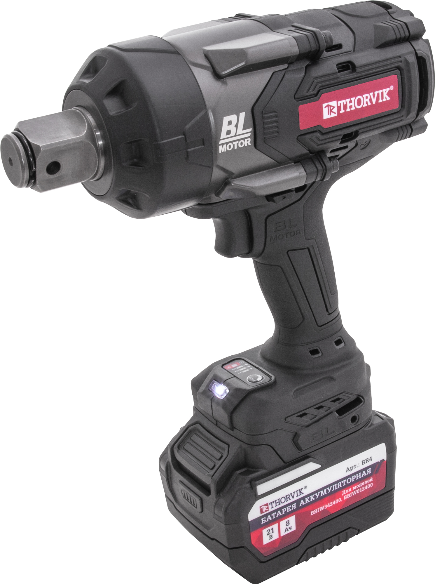 Фото Гайковерт ударный аккумуляторный бесщёточный 1"DR, 21В, 2400 Нм, THORVIK
