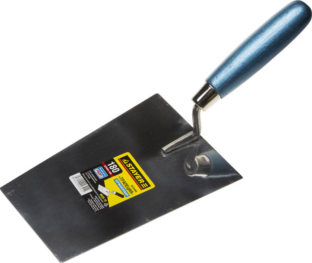 Фото Кельма «Трапеция»STAYER 180 мм, нержавеющее полотно, деревянная рукоятка, 0830-18