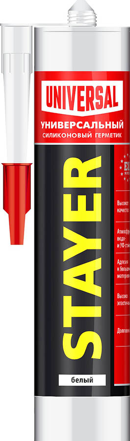 Фото Силиконовый герметик STAYER 260 мл, универсальный, белый, 41213-0_z01
