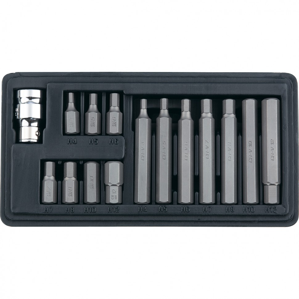 Набор бит HEX, хвостовик-шестигранник 1/2, CrV, 10 мм, 15 пред. Stels