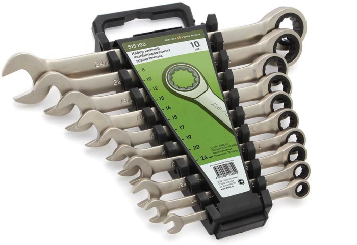 Фото Набор ключей комбинированных трещоточных 8-24мм (10шт)