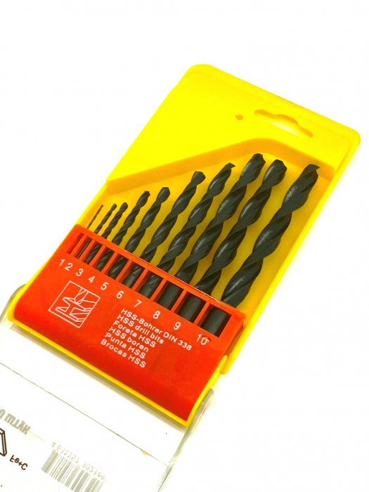 Фото Набор сверл по мет. 1-10мм (10 шт.) Р6М5 STV в пластиковой коробке