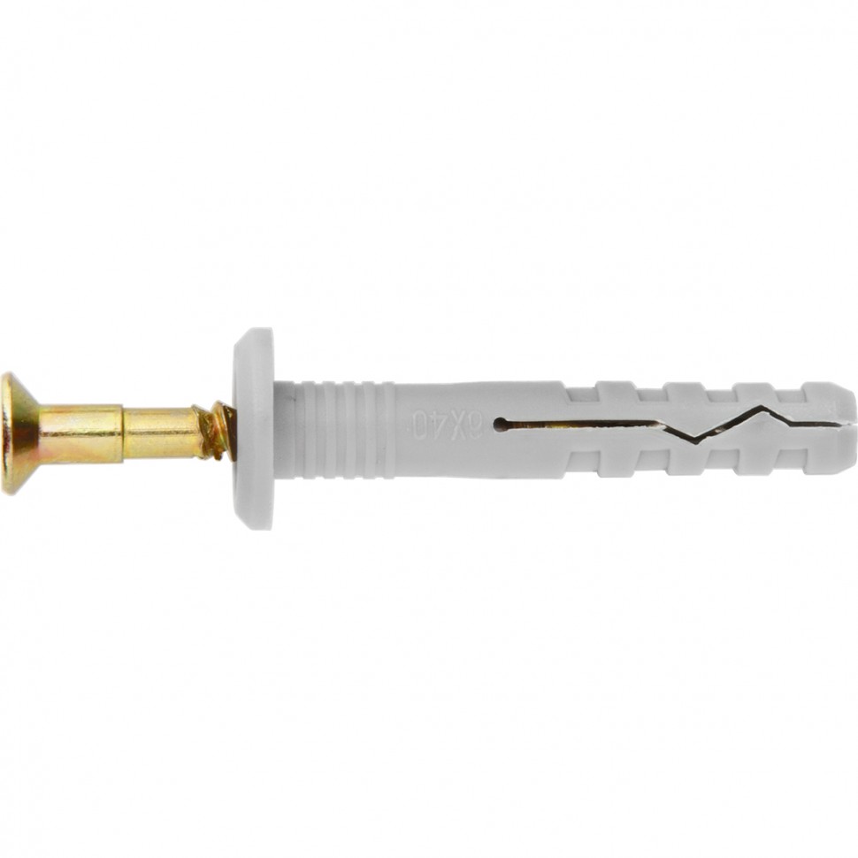 Фото Дюбель-гвоздь полипропиленовый грибовидный бортик 6 x 40 мм, 200 шт Сибртех