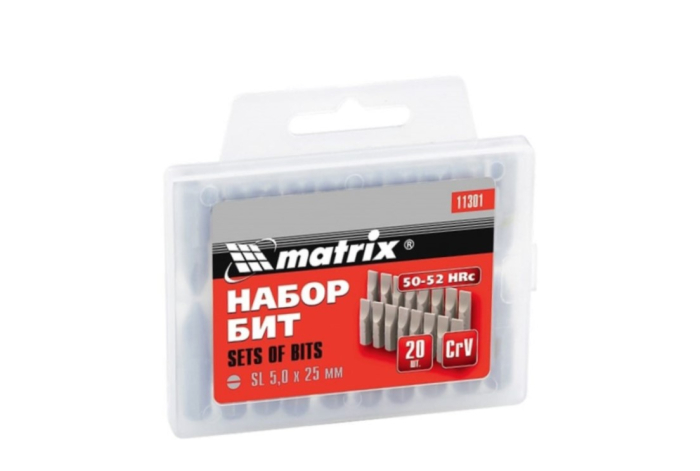 Фото Набор бит SL5 х 25, сталь 45Х, 20 шт. Matrix