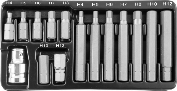 Фото Набор вставок-бит 10 мм DR шестигранных с переходником, 15 предметов, Jonnesway