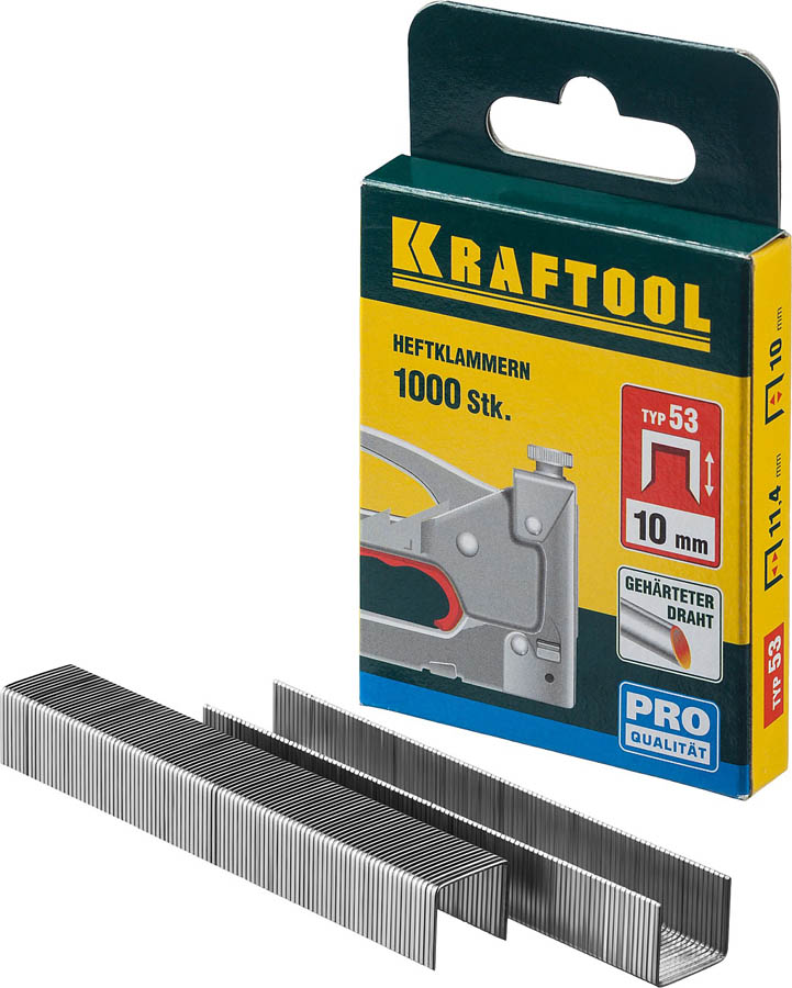 Скобы супертвердые KRAFTOOL 31670-10 Pro скобы тип 53 (A / 10 / JT21), 10 мм, 1000 шт.