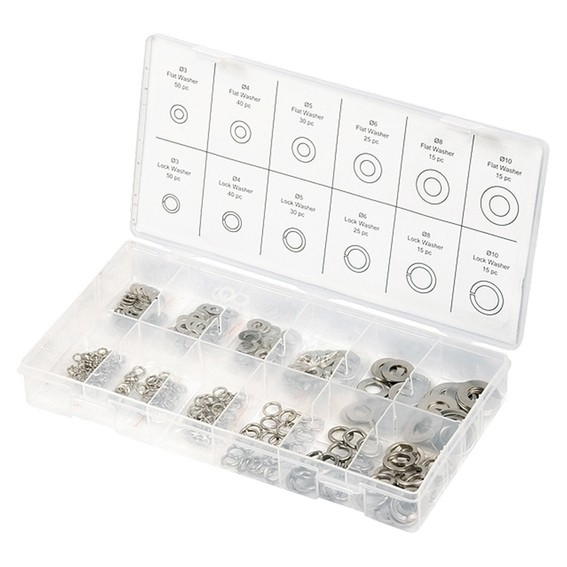 Фото Набор шайб и гроверов, D шайб: 3 - 10 мм; D гроверов: 3 - 10 мм, 350 пред. Сибртех