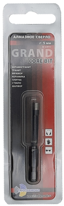 Коронка алмазная по керамограниту 5 мм Серебряная пайка