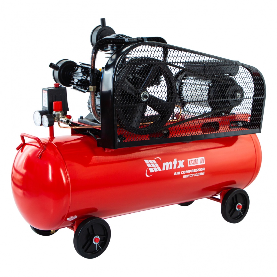 Фото Компрессор воздушный ременный привод КР3000/100 3,0 кВт, 100 литров, 510 л/мин МТХ