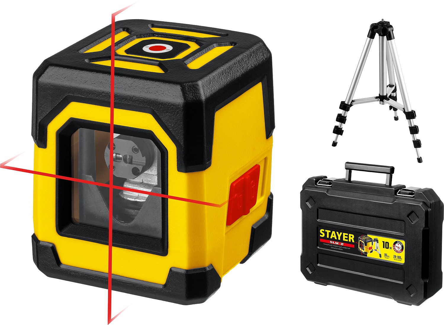 Фото Лазерный нивелир STAYER SLM-2 с кейсом 34961-2 Professional 10 м, точн. +/-0,5 мм/м, штатив