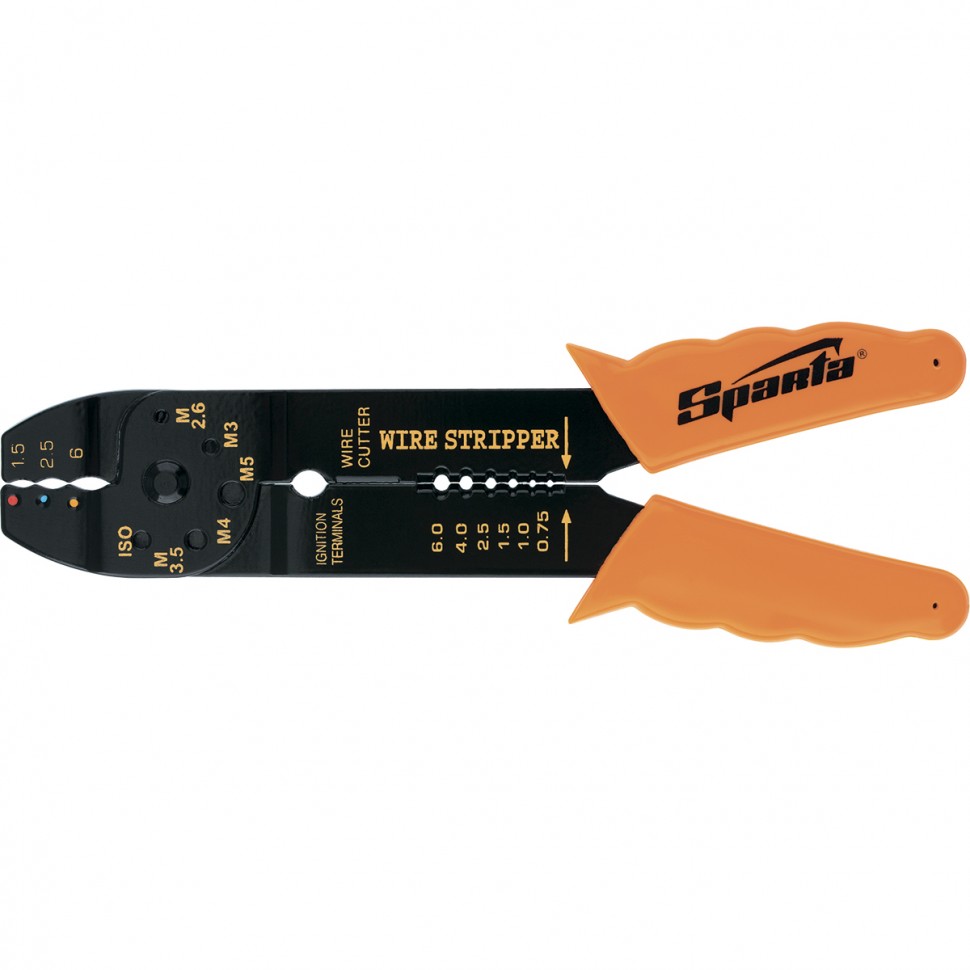 Фото Щипцы, 210 мм, для зачистки электропроводов и обжима контактных кле мм, 1,5-6,5 мм Sparta