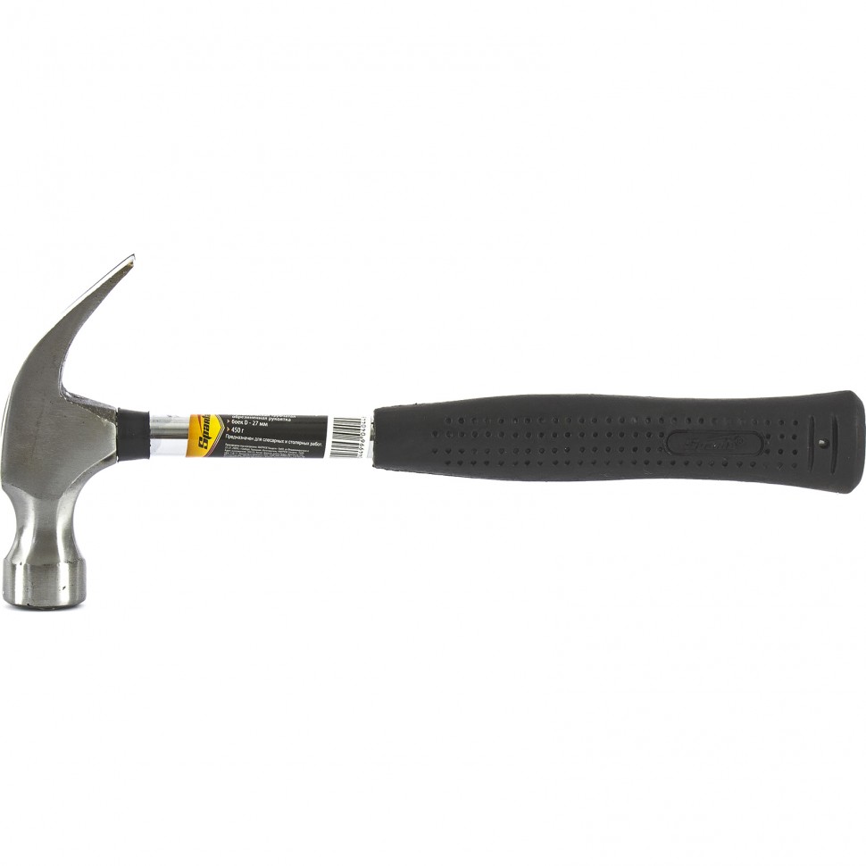 Молоток-гвоздодер, 450 г, боек 27 мм, мет. трубчатая обрезин. рукоятка Sparta