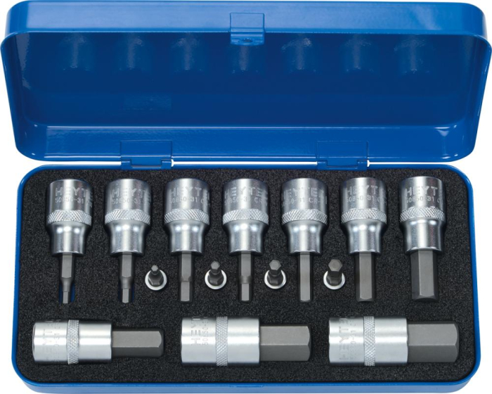 50850-58 Набор головок торцевых с битой вставкой с внешним шестигранником 1/4 - 1/2, 14 пр., металлический кейс