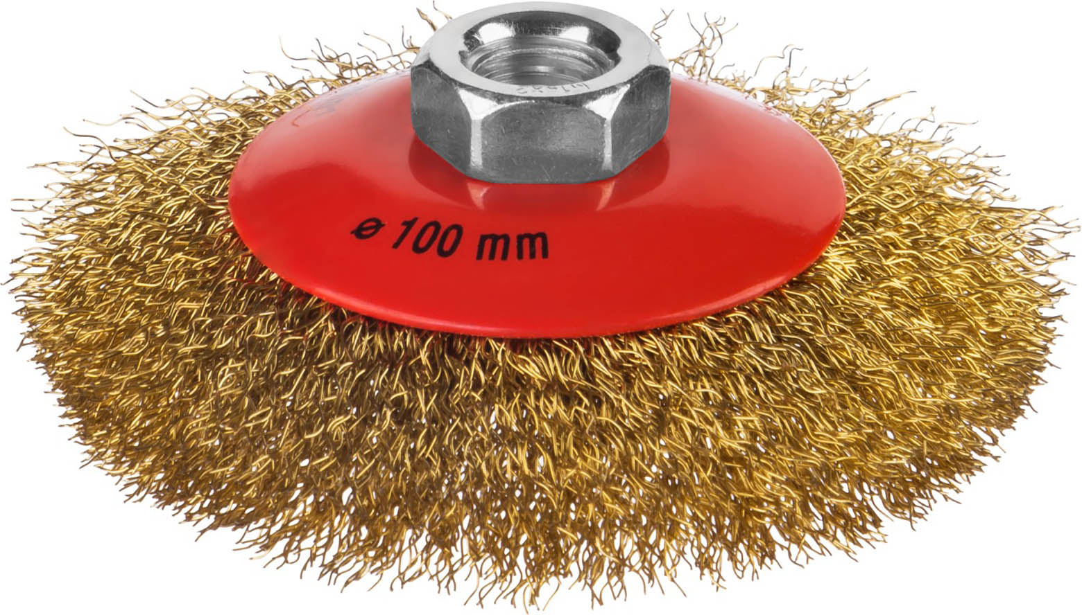 Щетка коническая для УШМ MIRAX 35143-100100 мм, витая стальная латунированная проволока 0,3 мм