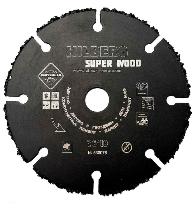 Фото Диск карбид вольфрамовый отрезной 76*10 Hilberg Super Wood