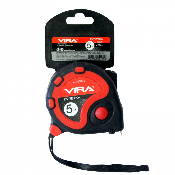 Фото Рулетка измерительная 5м х 25мм с фиксатором VIRA